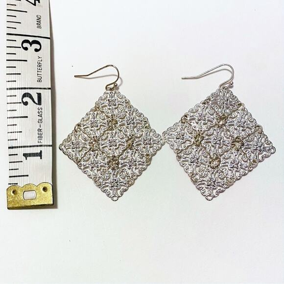 Light Silver Tone Lightweight Sparkly Statement Earrings - Picture 4 of 4